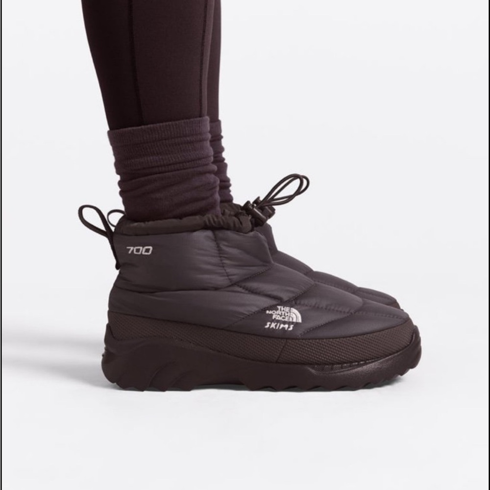 The North Face x SKIMS W9 nuptse traction chukka in color phoenix